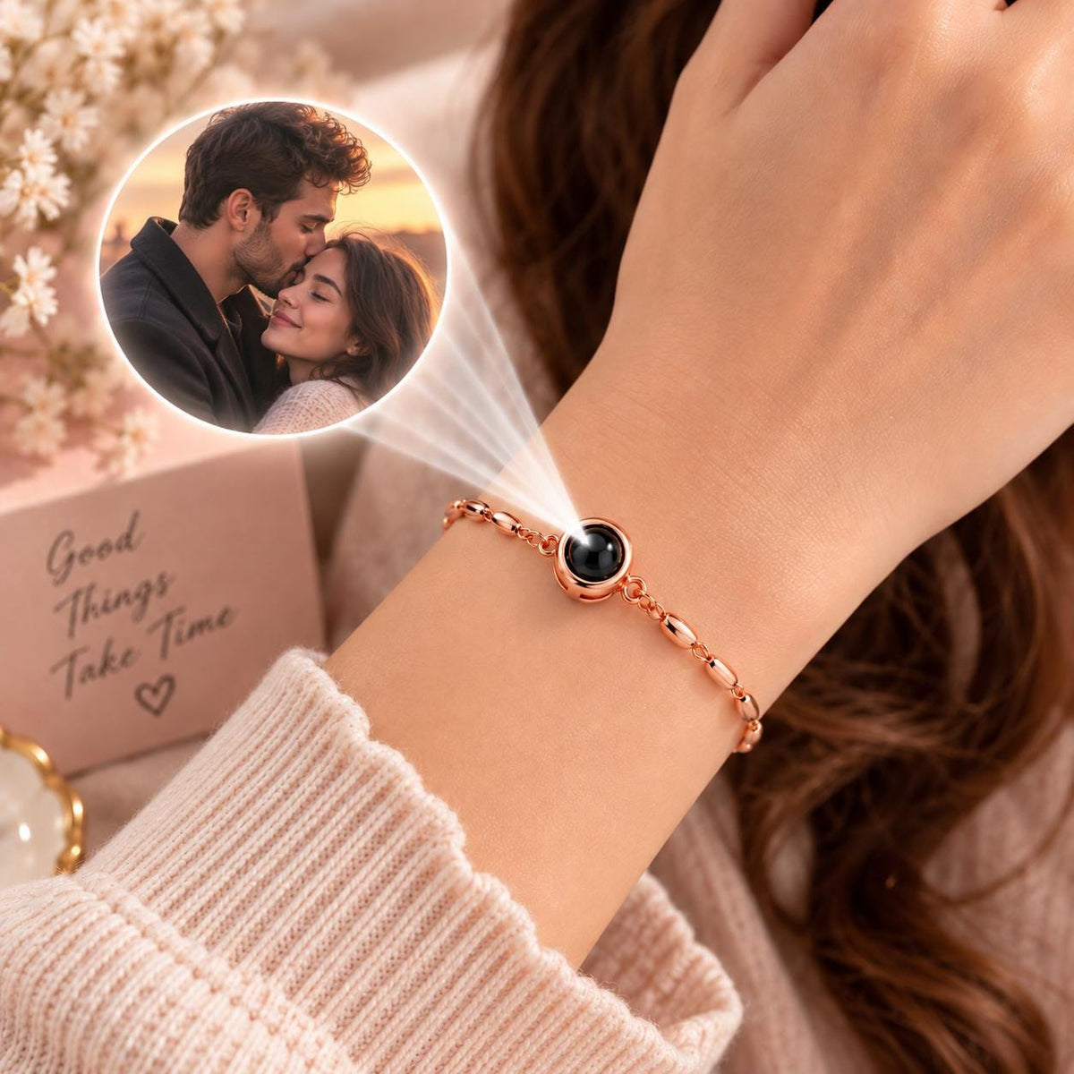Photo projection charm close up