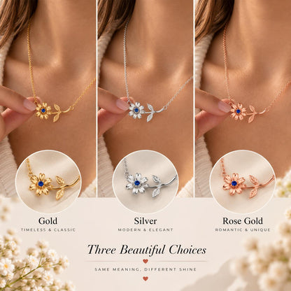 Birth month flower necklace in gold, silver and rose gold tone