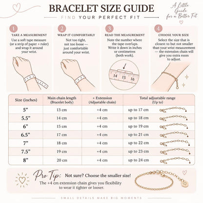 Wrist size guide for the butterfly bracelet