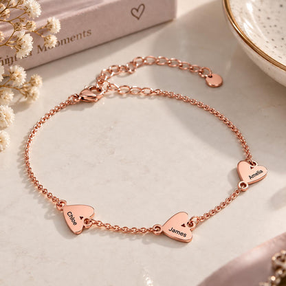 Rose gold tone heart name bracelet