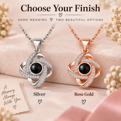 Love knot necklace worn