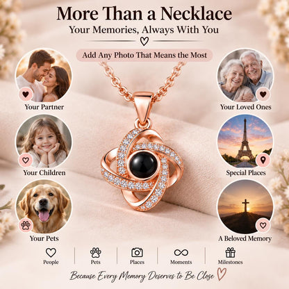 Love knot projection necklace styled