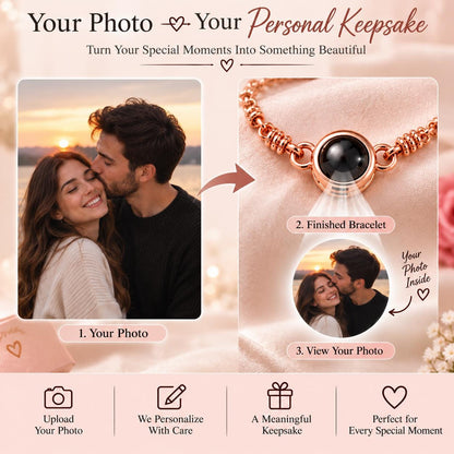 Custom photo projection bracelet close-up
