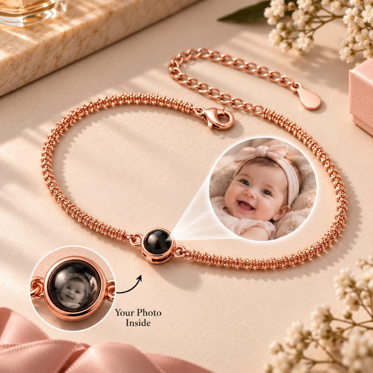 Picture visible inside the projection charm when held to light