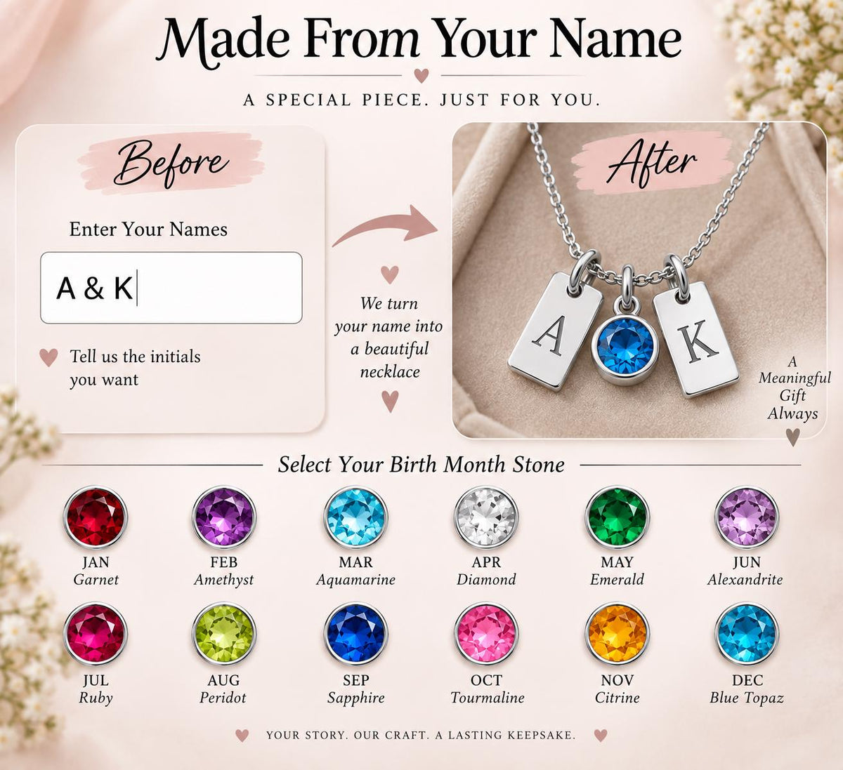 Woman wearing an initial tag necklace