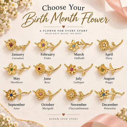 Chart of the 12 birth month flower pendants